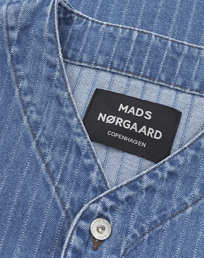 Mads Nørgaard - Striped Denim Paradise Skjorte - Light Blue Wash
